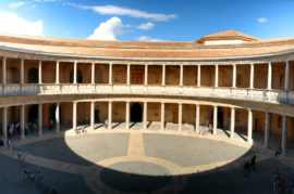 Palacio Carlos V (patio, galerías cubiertas inferior y superior)